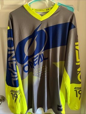 O'Neill Gray, Neon Yellow & Blue Racing Jersey